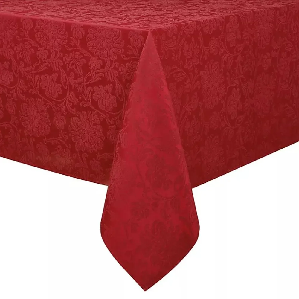 new Holiday Medley RED Damask Fabric 52x70 inch OVAL Tablecloth (Seats 4 to 6)